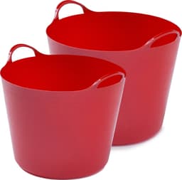 Whitefurze Flexibele emmers - 2x stuks - 14 liter en 26 liter - rood — thumbnail 1