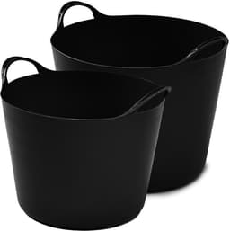 Whitefurze Flexibele emmers - 2x stuks - 26 liter en 39 liter - zwart - kunststof — thumbnail 1