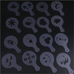 Koffie Decoratie Stencils Set - 16 stuks - Wit - Kunststof — thumbnail 3