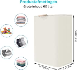 Swiphi® Wasmand - Wassorteerder - Wasbox - 40x30x55cm - Wit — thumbnail 2