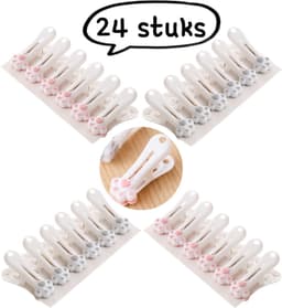 24 stuks - Wasknijpers - Schattige wasknijpers in de vorm van kattenpootjes - Met zacht handvat en stevige sluiting - Diverse kleuren — thumbnail 1