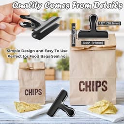 6 Zwarte Zakclips RVS voor Voedselzakken en Chipzakken — thumbnail 2