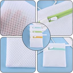 Allecto - Waszakjes - Mini - Net - Ondergoed - Sokken - Accessoires - Wassen - Opbergen - Wit - Set van 10 — thumbnail 2
