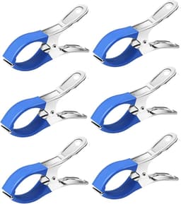 Roestvrijstalen Clips - Wasspelden Klemmen - Handdoeken Bevestigen - Krasbestendig Ontwerp - 6 Stuks - Blauw — thumbnail 1