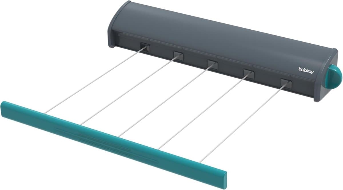 Uittrekbare Waslijn - Wand Waslijn - Kleding Drogen - Ruimtebesparend Ontwerp - 20 Meter Droogruimte - Grijs — afbeelding 1