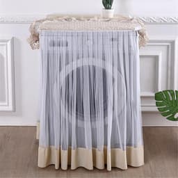 Wasmachinehoes - Stofhoes voor wasmachine - Hoes voor droger - Woondecoratie - Universeel - Geschikt voor de meeste wasmachines en drogers - Gebroken wit - 60*60*85 cm - Eén maat past iedereen — thumbnail 2