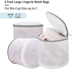 3 stuks - waszakken - bh-waszakje - mesh waszakken - wasmachine zakken - 15*17cm - Wit - Waszakken van mesh - Waszakken voor bh's - Ondergoed - Lingerie - Waszakken voor delicate kleding — thumbnail 2