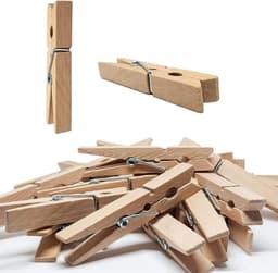 Wasknijpers Hout - Kledingspelden Knutselen - Buiten Droge Kleding - Heavy Duty Ontwerp - 50 Stuks - Natuurlijk Hout — thumbnail 4