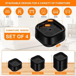4 stuks-Meubelverhogers - voetsteunen voor wasmachines - meubelverhogers - schokabsorberende pads - vochtbestendige pads - geschikt voor bureaus, banken en wasmachines - zwart - 7 x 3,5 cm - binnendiameter 5 cm — thumbnail 2