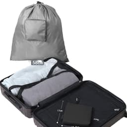 2-Stuks Reiswaszak - Reistas voor vuile was - Opvouwbare reiswaszak - Opbergtas - Draagbare kleine waszak - 51*57cm - Met trekkoordsluiting - Geschikt voor koffers, thuis, kamperen en reizen - Grijs +Zwart — thumbnail 2