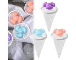 3 Stuks Drijvende Haar Filtering - Wasmachinehaarfilterzakken - Drijvend Haarfilter - Herbruikbaar - Wasmachinepluizenverzamelaar - Huisdierhaarverzamelaar - Lint Mesh Zakken - Wasmachinefilter - Paars, Blauw, Roze