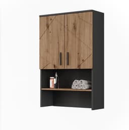 Wasmachinekast Hoog met Opbergruimte Badkamer Meubel Antraciet — thumbnail 5