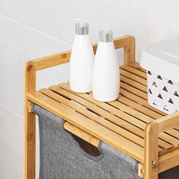 Stunq® bamboe opbergkast met drie lades - Stevig rek voor wasgoed en spullen - Handig badkamer meubel — thumbnail 5