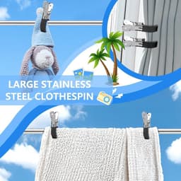 Grote Wasknijpers voor Strandhanddoeken, 6 Stuks Handdoekklemmen, Plastic Clips voor Zwembadstoelen, Handdoekhouder Tegen Wind - Zwart. — thumbnail 3