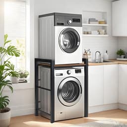 Wasmachine- en Drogerrek - 3-laags Opbergkast voor Wasruimte, Badkamer of Bijkeuken - In Hoogte Verstelbaar — thumbnail 1