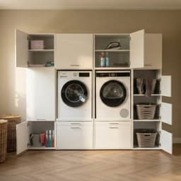 Washcab® Wasmachine Kast - Wasmachine Verhoger - Wasmachine Ombouw - Wit - Met lade - Duo Set High 5 — thumbnail 2