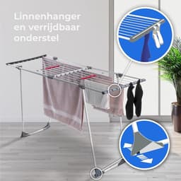 White-label® Wasrek Inklapbaar - Droogrek Staand - Wasdroger - Roestvrij Staal — thumbnail 5