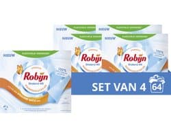 Robijn - Stralend Wit Wasmiddeldoekjes - 4 x 16 wasstrips - Voordeelverpakking