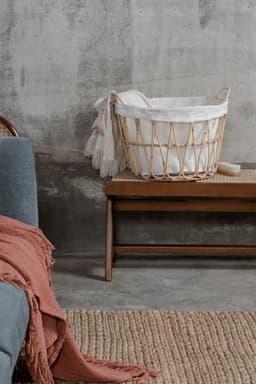 Rotan wasmand rond - organisch mand -opbergmand - in stapelbaar - 100% duurzaam katoen en rotan — thumbnail 1