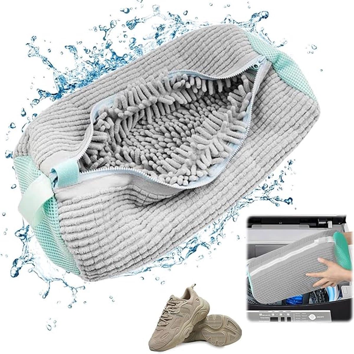 Waszak Schoenen - Laundry bag - Waszakken voor Sneakers - Schoenenwaszak Wasmachine - Schoenenwaszak - Waszak Schoenenzak - 39 x 19 cm - grijs - Polyester — afbeelding 1