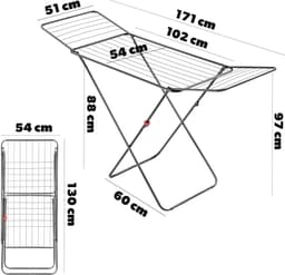 Droogrek met Vleugels 180x55 cm - Inklapbaar en Antislip Voeten — thumbnail 3