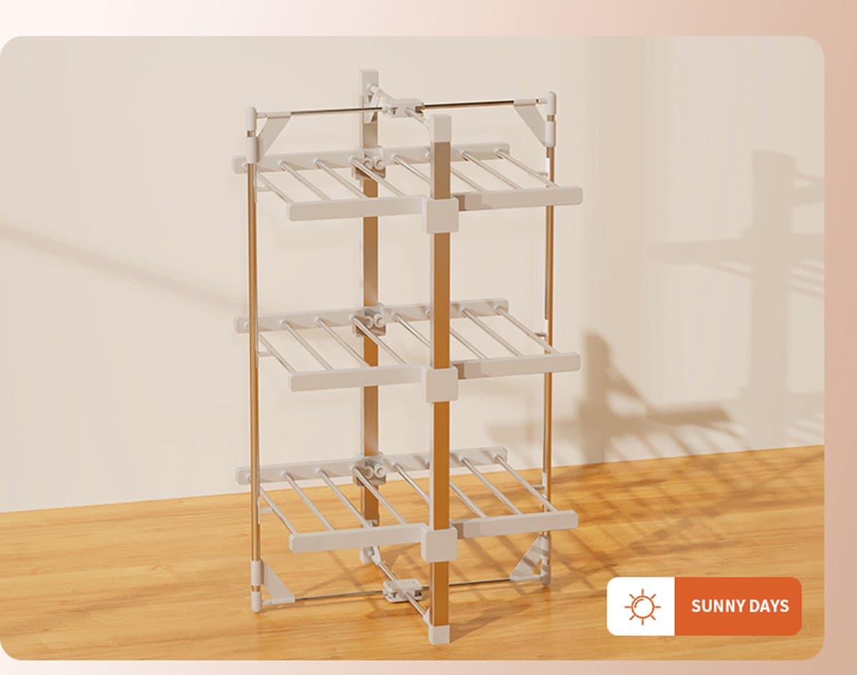 FurnStar - Droogrek K130 - Elektrische droogrek - Verwarmde Wasrek - ‎Droogrek met Verwarming - 59.5 x 62 x 110 cm - Grijs — afbeelding 1