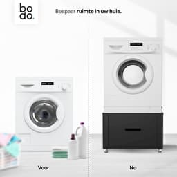 Bodo® - Wasmachine Verhoger - Kast - Ombouw met Lade - Zwart - 61x58x44-48cm — thumbnail 5