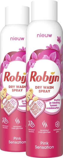 Robijn Pink Sensation Dry Wash Spray - 2 x 200 ml - Voordeelverpakking — thumbnail 1