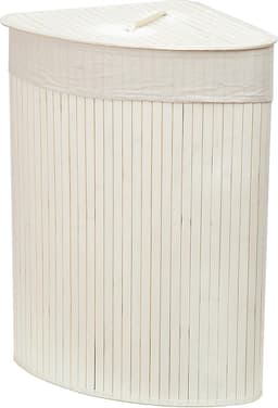 60L Bamboe Wasmand met Deksel |Uitneembare Voering | Opvouwbare Bamboe Opbergmand | Witte Bamboe Wasmand | Milieuvriendelijk | 29 x 39 x 57 cm | Perfect voor Elke Ruimte — thumbnail 2