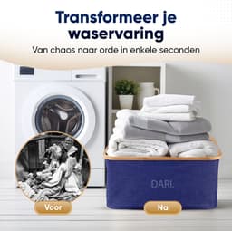 DARI. Opvouwbare Wasmand 45L – Heupwasmand – Wasmanden – Opbergmand – Wasbox – Bamboe – Blauw — thumbnail 5