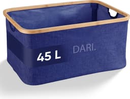 DARI. Opvouwbare Wasmand 45L – Heupwasmand – Wasmanden – Opbergmand – Wasbox – Bamboe – Blauw — thumbnail 1