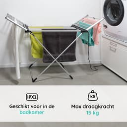 Eleganca Elektrisch Droogrek - 147 x 54 x 94 cm – Verwarmd Wasrek – Elektrisch - Snel drogen van Kleding en Handdoeken - 220-240V - 230W - IPX1 - Zilver — thumbnail 4