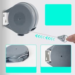 WiseGoods Premium Buiten Waslijn - Automatische Uittrekbare Drooglijn Met Oprolbare Waslijndraad - Wanddroogrek - Draad 15 Meter — thumbnail 2
