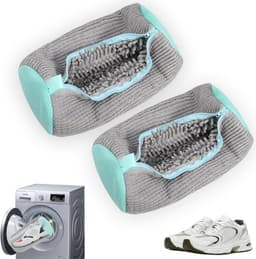 2 stuks schoenen waszakken waszakken schoenen sportschoenen wasnet meervoudige bescherming zelfreinigende schoenen verdikte waszak aan de binnenkant om de wrijving te vergroten grijs — thumbnail 1