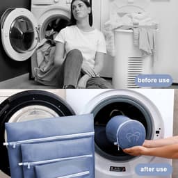 Goodivery ® 6 stuks wasnet voor wasmachine, waszakken van netstof, herbruikbare waszak met ritssluiting voor beha's, kleding, sokken en babykleding, blauw — thumbnail 3