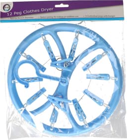 DID Droogcarrousel/droogmolen - 3x - blauw - met 12 knijpers - 26,5 cm — thumbnail 2