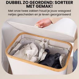 Oneiro's Luxe Wasmand PRO 140 L Beige - opvouwbaar - L38 x B57 x H67 cm - wasmanden - wassorteerder — thumbnail 3