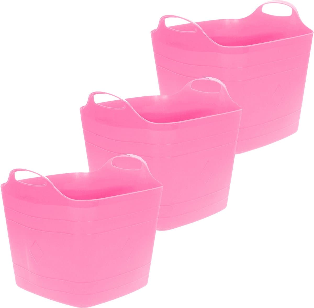 Excellent Houseware Flexibele emmer - 3x - roze - 25 liter - kunststof - vierkant - 35 x 38 cm — afbeelding 1