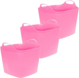 Excellent Houseware Flexibele emmer - 3x - roze - 25 liter - kunststof - vierkant - 35 x 38 cm — thumbnail 1