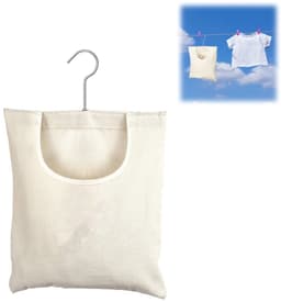 1 stuk - Wasknijpertas - Canvas wasknijper rek - Met metalen haak - Wasknijpers voor buiten - Brede opening voor het gemakkelijk drogen van kleding - Geschikt voor binnen- en buitengebruik (32 x 27 cm, beige) — thumbnail 1