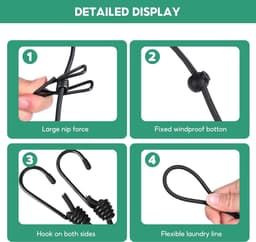 Reiswaslijn - Waslijn met clips - Kleding drogen - Elastisch en verstelbaar - 2 stuks 180cm - Meerdere kleuren — thumbnail 5