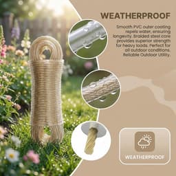 Dailygoods- Waslijn 30 m met stalen kern - PVC-omhulsel - Flexibel - Voor buiten - Tuin/camping - Geschikt voor kleding en beddengoed - Ophanglijn — thumbnail 5