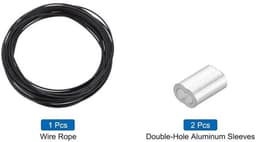 Metalen kabel van roestvrij staal gecoat met vinyl - 5m - Droogrek zwart - Ophangen - Aluminium hulzen — thumbnail 2
