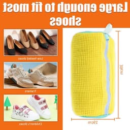 Herbruikbare waszak voor schoenen met rits en 360° reiniging van pluis, gele waszak voor de wasmachine — thumbnail 4