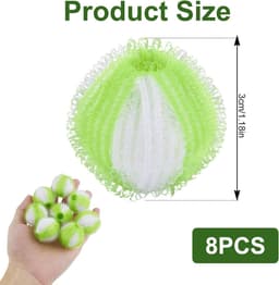 Set van 8 anti-haarballen voor wasmachine, verwijdert dierenharen, herbruikbaar, filterballen voor haren en haren voor katten, honden, wasaccessoires, verwijdert alle haren en pluisjes — thumbnail 2