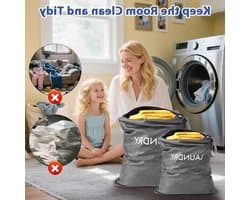 Vouwbare Waterdichte Waszakken voor Vuile Kleding, 2 Stuks met Rits, Ideaal voor Sport en Reizen - Donkergrijs