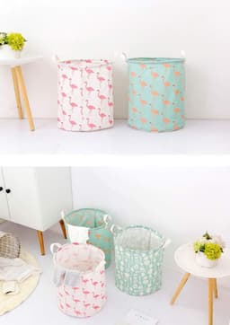 Wasmand Opvouwbaar - Kleding Opberger - Vuile Kleding - Waterdichte Coating - 35x40cm - Roze IJsbeer — thumbnail 2
