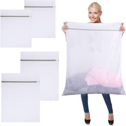 Set van 4 Waszakken voor de Wasmachine, Polyester Materiaal met Rits, 60 × 80 cm en 90 × 110 cm, Herbruikbare en Duurzame Waszakken voor Kleding, Beddengoed en Broeken — thumbnail 1