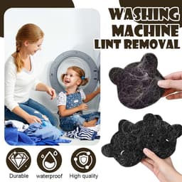 Set van 12 Anti-Pilling & Haarverwijderaar Wasballen - Wasballen Voor Wasmachine - Haarvanger Wasbollen - Wasdrogerballen - Wasbal - Anti haar - Herbruikbare - Kat & Beer Vormig - Huisdierhaar Filter voor Wasmachine - Zwart — thumbnail 2