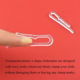 HAHIYO 50 mm 120 stuks doorzichtige plastic u-vorm alligator clips wasknijpers kledingstuk shirt vouwen clips met tanden voor naaien kamer vouwplank sok stropdas broek vastzetten stof naar stripboek bord — thumbnail 5